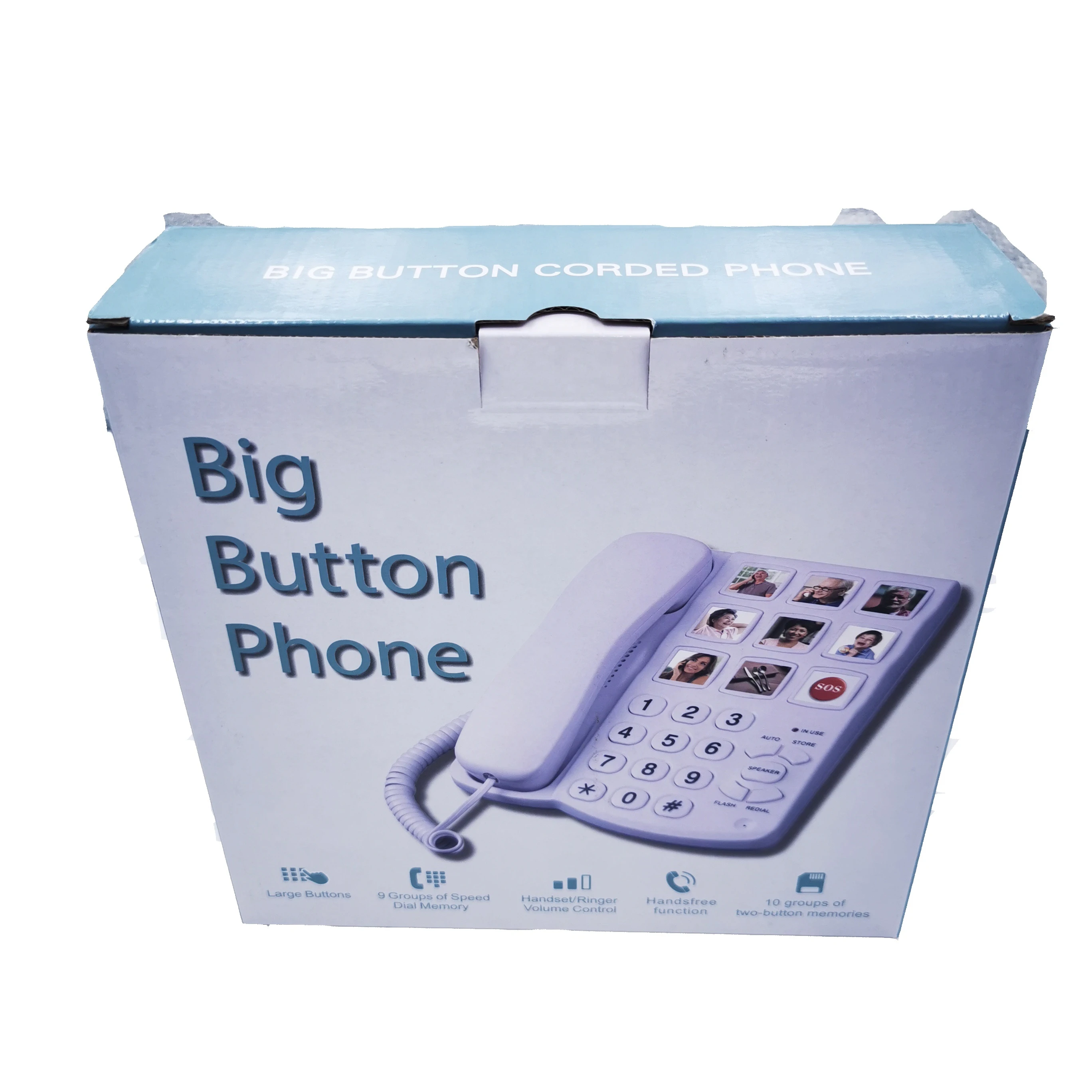 Big Button White Corded Hands Free Home Phone Telephone Large Number Fixed Landline Desktop Phone For Elder Old Man Woman