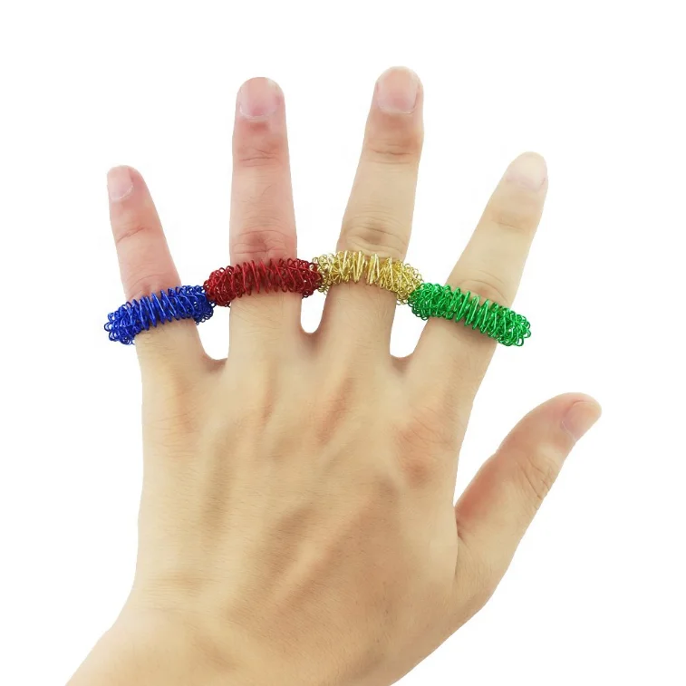 Acupressure Massage Sujok Ring Assorted Colors Spiky Sensory Rings