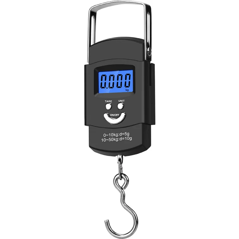 Portable Electronic Scale Small Mini Spring Scale Black Digital Display Luggage Scale 50kg Digital LCD
