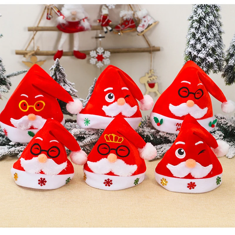 Лидер продаж, Рождественская шапка, дизайнерские Мультяшные рождественские шапки для детей, плюшевая шапка Санта-Клауса, оптовая продажа