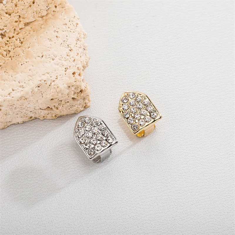 Hot Hip Hop Fashion Rapper Jewelry 14K Gold Platinum Plated Iced Out Full Diamond Teeth Grillz For Men