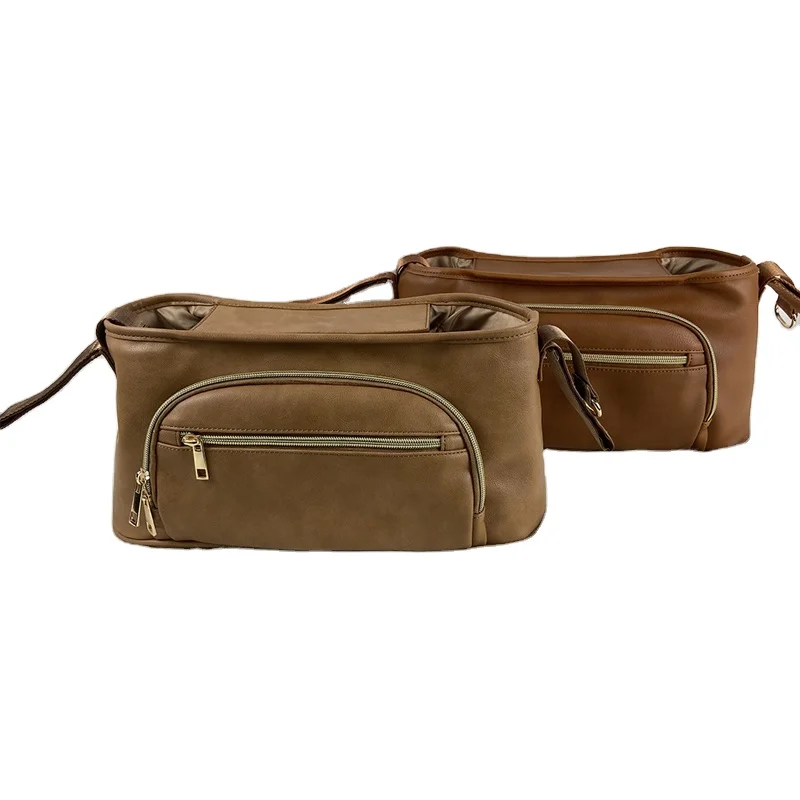 
luxury pu leather stroller organizer,baby stroller bags diaper buggy bags for baby care 