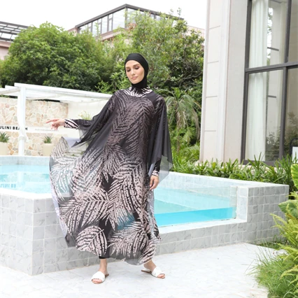 New products muslim swimwear 4 pcs long sleeve print burkini full covered islamic burkinis women muslim hijab borkini