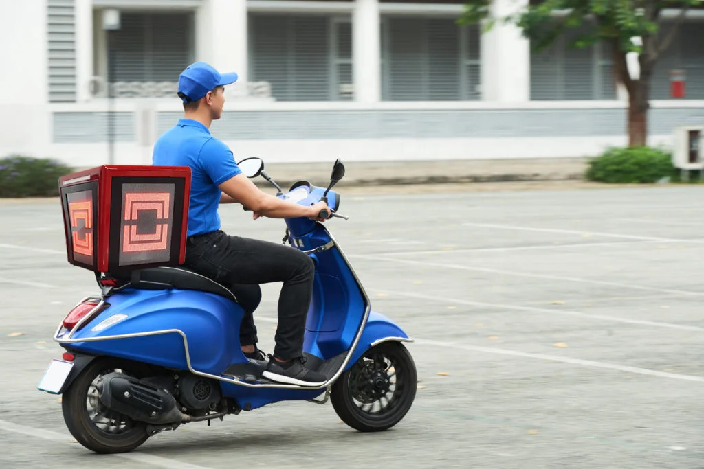 HXTECH LED Pizza Delivery Boxes 3 Sides LED Waterproof Food Delivery Box LED Light Side Open Fiberglass Motorcycle