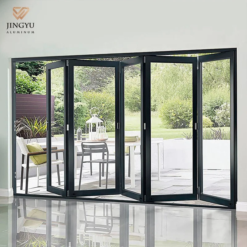 Hurricane-Proof 1800 X 2100 Bifold Door Durable Aluminum Accordion Patio Folding Door Glass