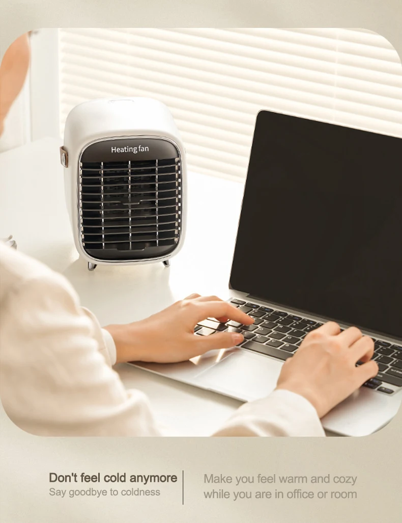 1000W Home Winter Small PTC Ceramic Personal Space Heaters, Mini Desktop Plug in Electric Portable Fan Heater