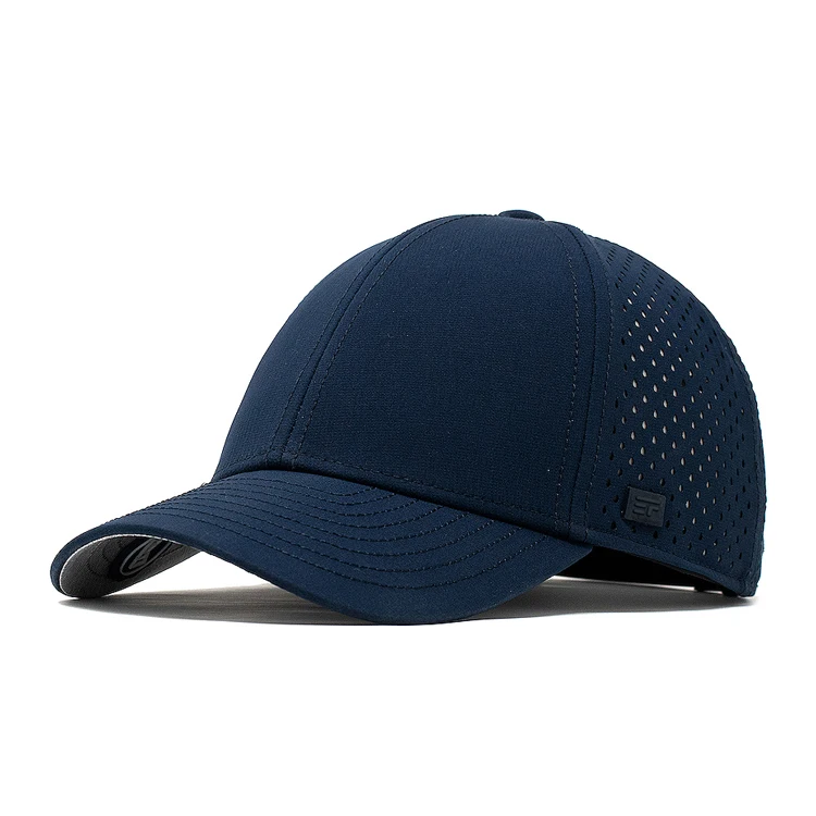 Custom Rubber Patch Logo Sport Baseball Cap Water Resistant Laser Cut Hole Perforated Hat