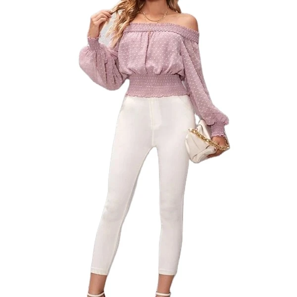 Elegant top ladies blouse fancy latest casual new arrival long sleeve custom crop spring fashion chiffon tops blouses for women