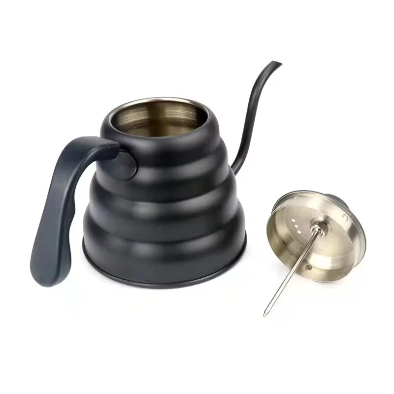 1.2L Stainless Steel Coffee Kettle Gooseneck Spout With Thermometer Pour Over Coffee Tea Pot Brewing Coffee Drip Kettle