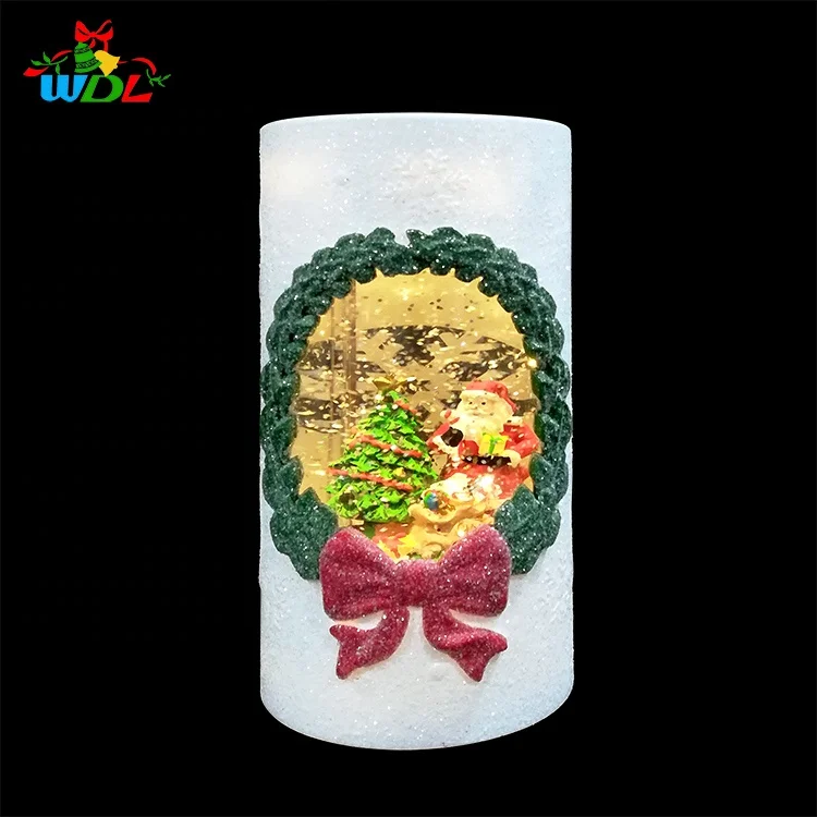 China Factory Best Selling Product Xmas Holiday Lantern Glitter Water Swirling Custom Christmas Ornament Led Lights Candle