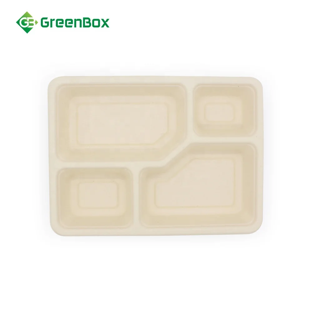 Proper Price Top Quality Eco Friendly Disposable Bamboo Fiber Divided Meal Serving Tray
