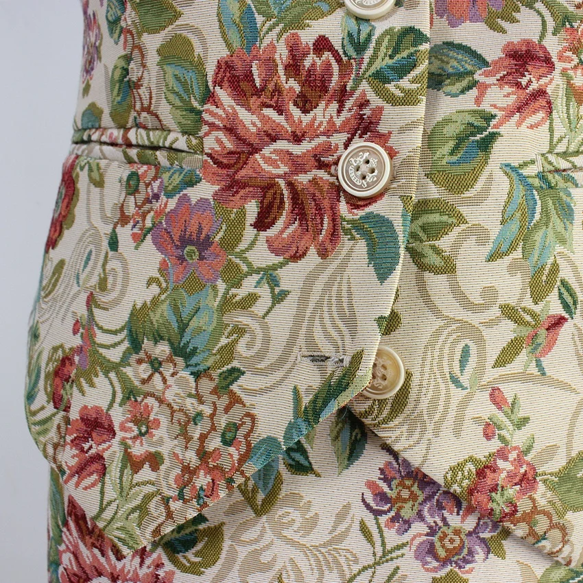 High Density Custom Floral Woven Jacquard Tapestry Skirt Suit Cotton Blend Fashionable Tapestry Clothing and Skirt