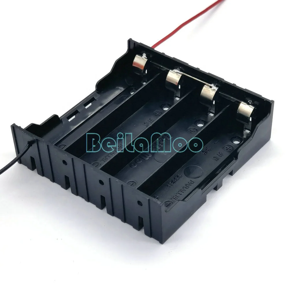 Beilamoo Four parallel 18650 cell box with wire leads 3.7V DC Voltage 1865 batt holder BLM battery case
