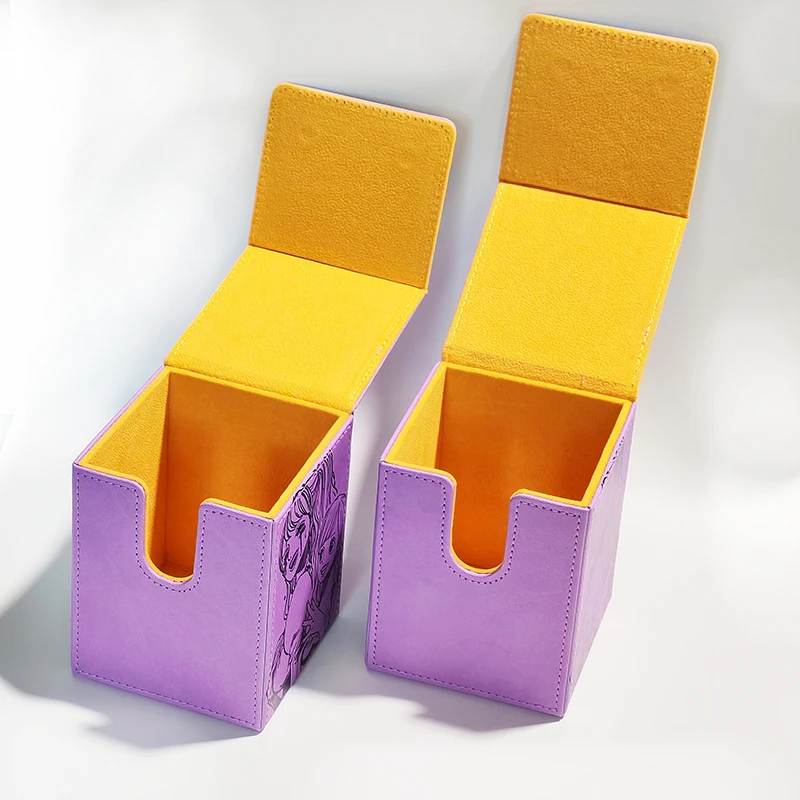 Card Storage Box 2 Commander Display Single Fits 100+ Sleeved Cards Leather Magnetic Card deck box