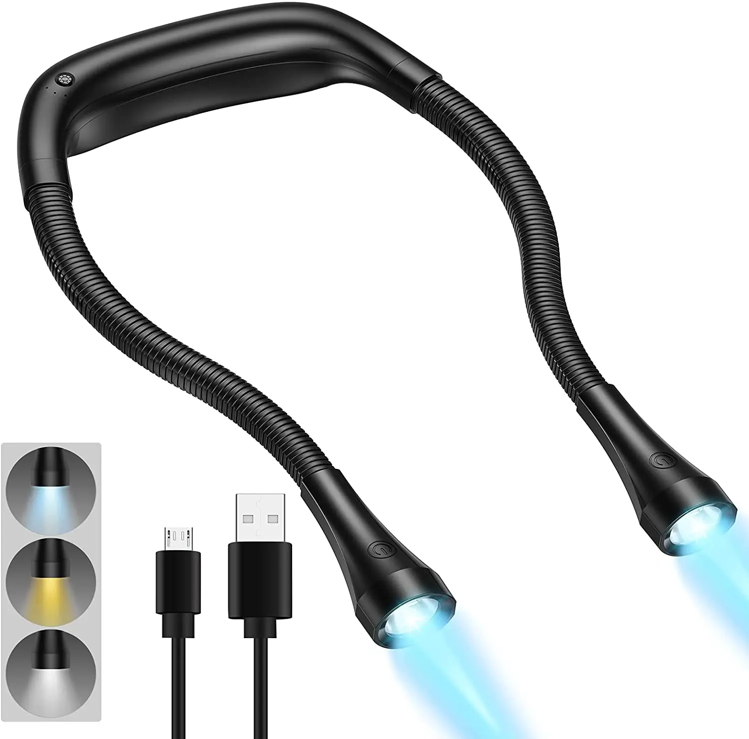 4 LED U-shaped Warm White Light Built-in Detachable Rechargeable Flexible Hug light Neck hung Reading Book Light