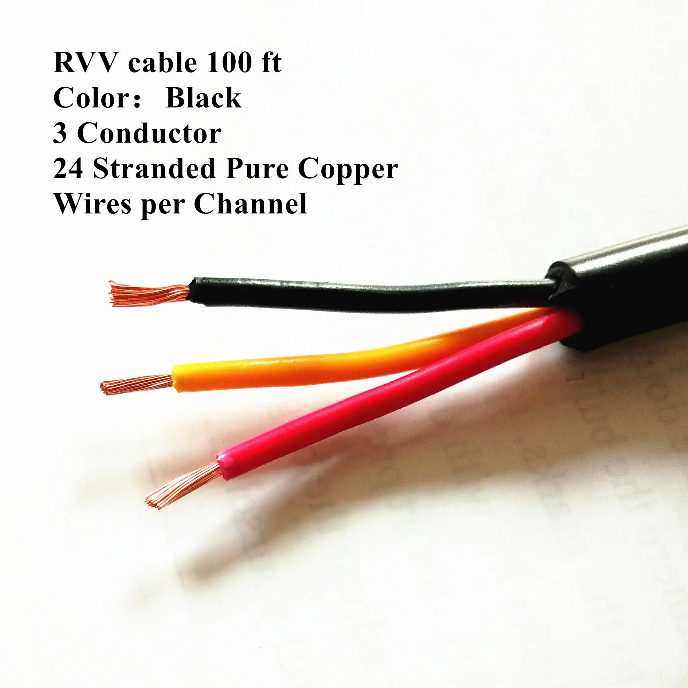RVV Wire Cable Extension Cord Copper Electricity 3 Conductor 0.75mm Electric Cores Black Xlpe Power