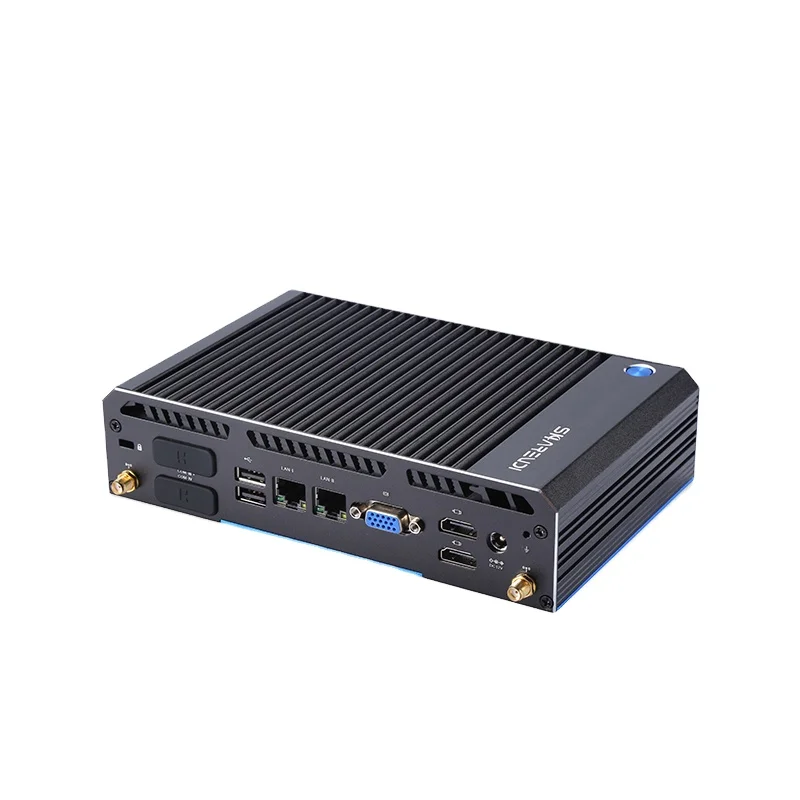 Fanless Compact 2 Lan i3 5005U i5 5300U 4K TPM X86 RS232/RS485 GPIO 9-36V barebone system Industrial mini pc for Kiosk