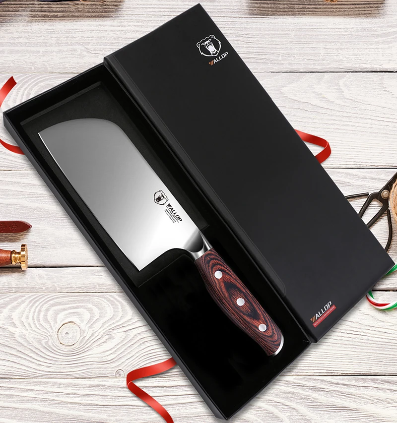 Wallop 7 Inch German 1.4116 Stainless Steel Chopper Knife China Kitchen Meat Cleaver Knife With Pakka Wood Handle