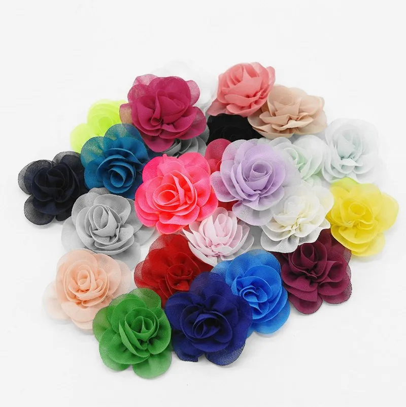 Мини-6 см шифон с изображением Ветхого цветка и повязка на голову с цветочным рисунком для девочек женские аксессуары для волос ручной работы ткань розовыми цветами