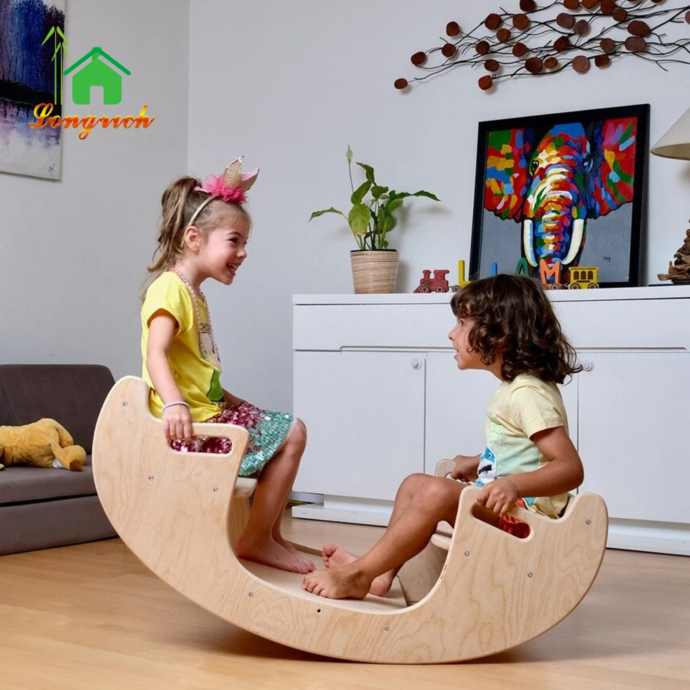 high quality wooden balance kids educational toy natural wood rainbow  indoor woodenbalance beam toddler seesaw toys stepping