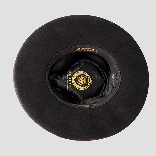 High Quality Unisex Australia Wool Vintage Distressed Large Brim Black Fedora Hats For Men