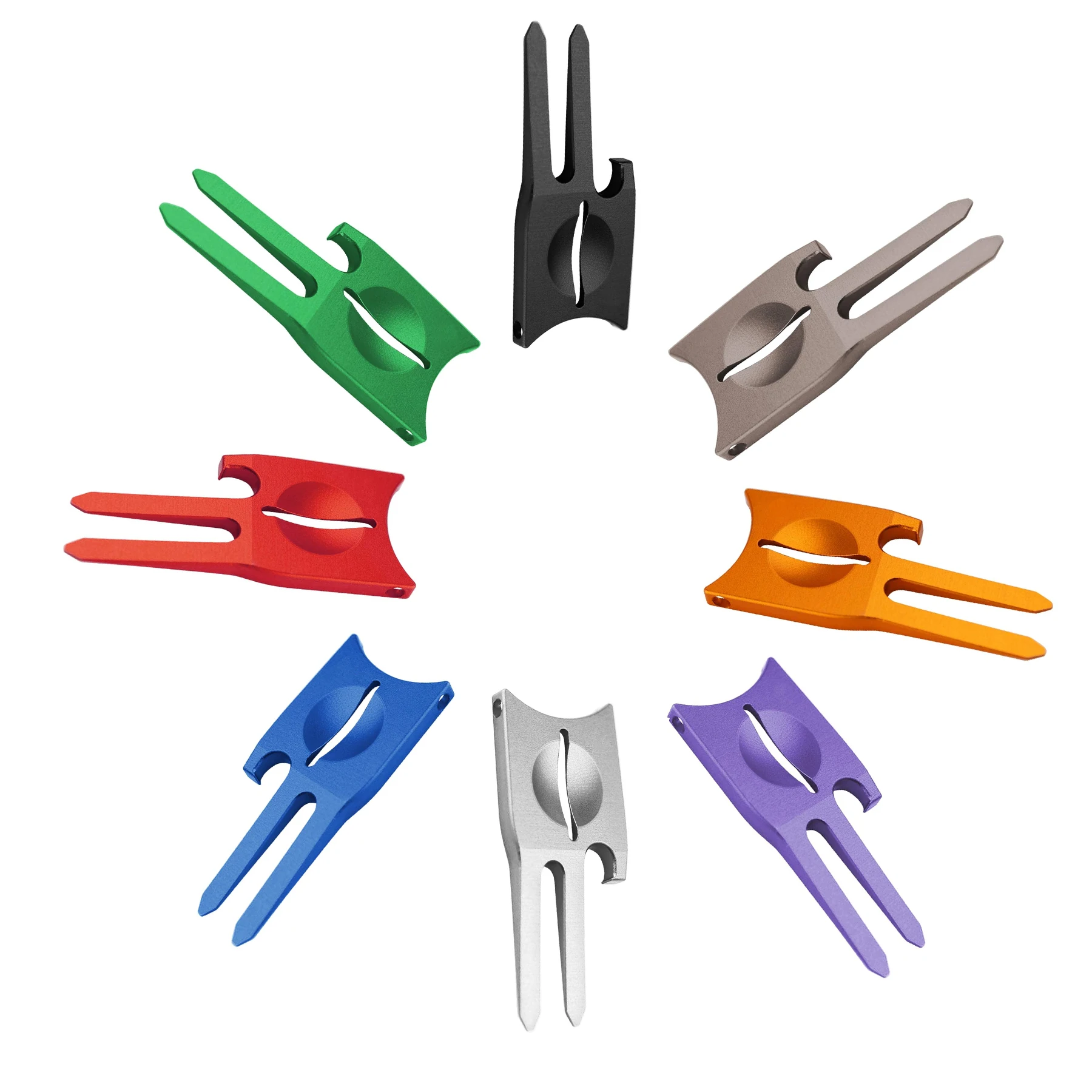 Custom logo magnetic golf ball marker and 6-in-1 multipurpose golf divot tool all metal golf pitchfork