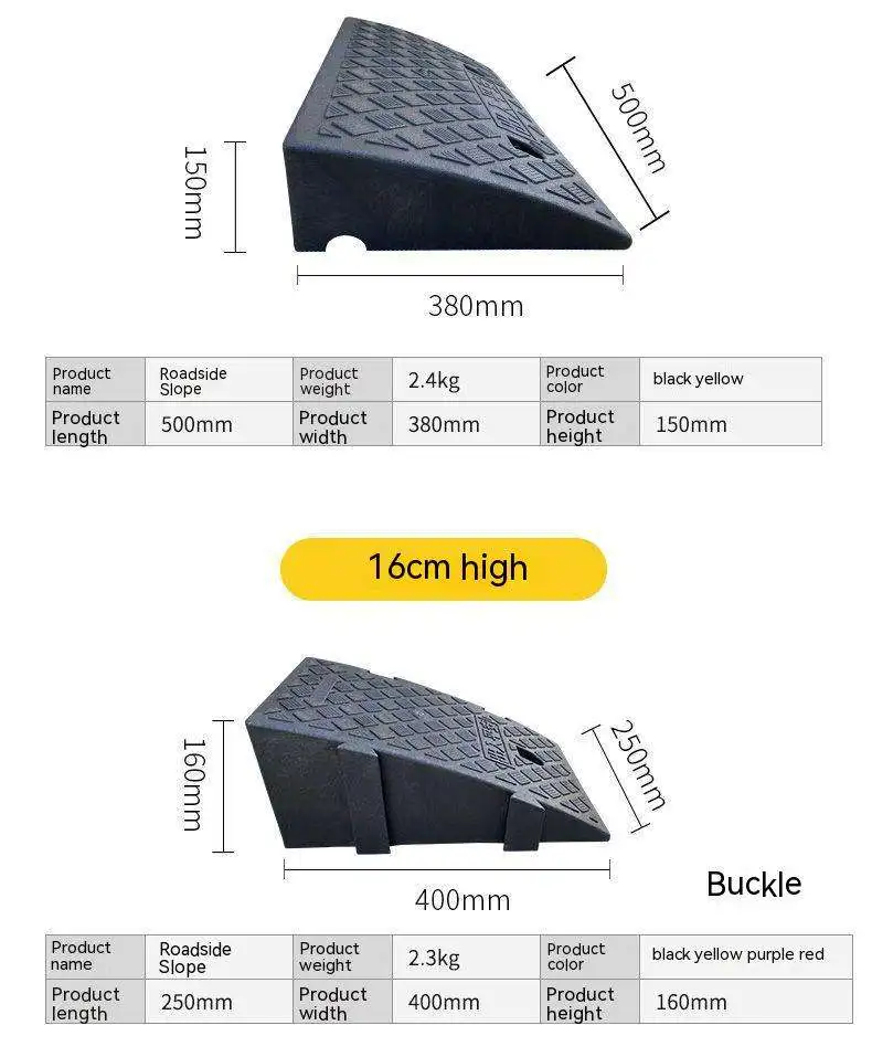 High Loading Capacity Road Car Park Kerb Rubber Threshold Kerb Ramp