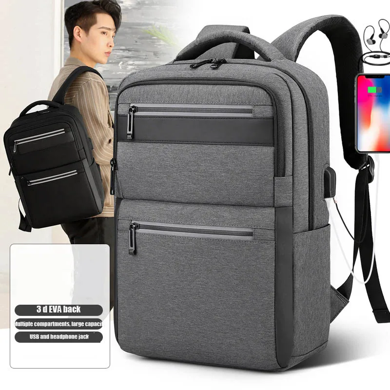 Leisure business computer multi-functional USB interface male large capacity computer backpack for man