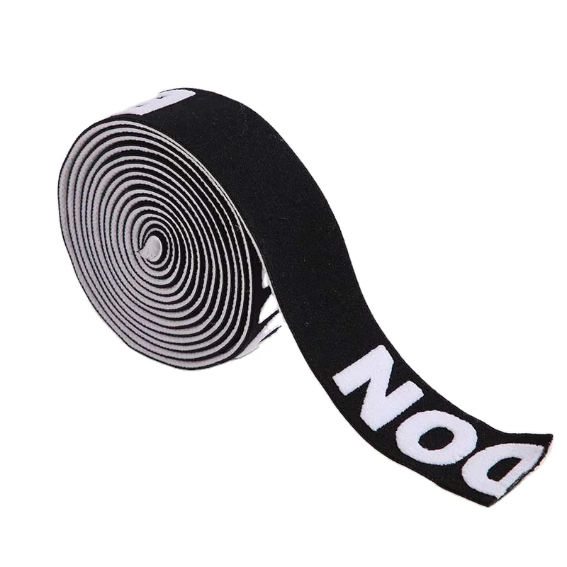 Low Moq Custom Design Suede 3D Logo Jacquard Elastic Band Webbing For Clothes Sport Underwear Elastic Waistband