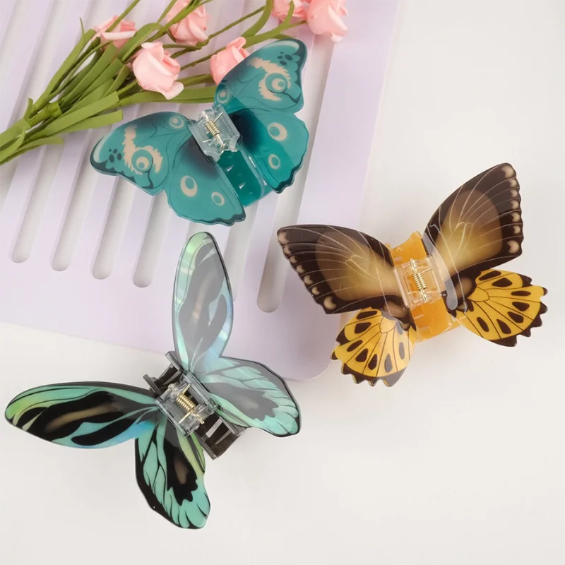 Korean New 4.3-inch Colorful Butterfly Hairpin for Women Hair Clips for Thick Thin Hair Butterfly Hair Accessories Headwear