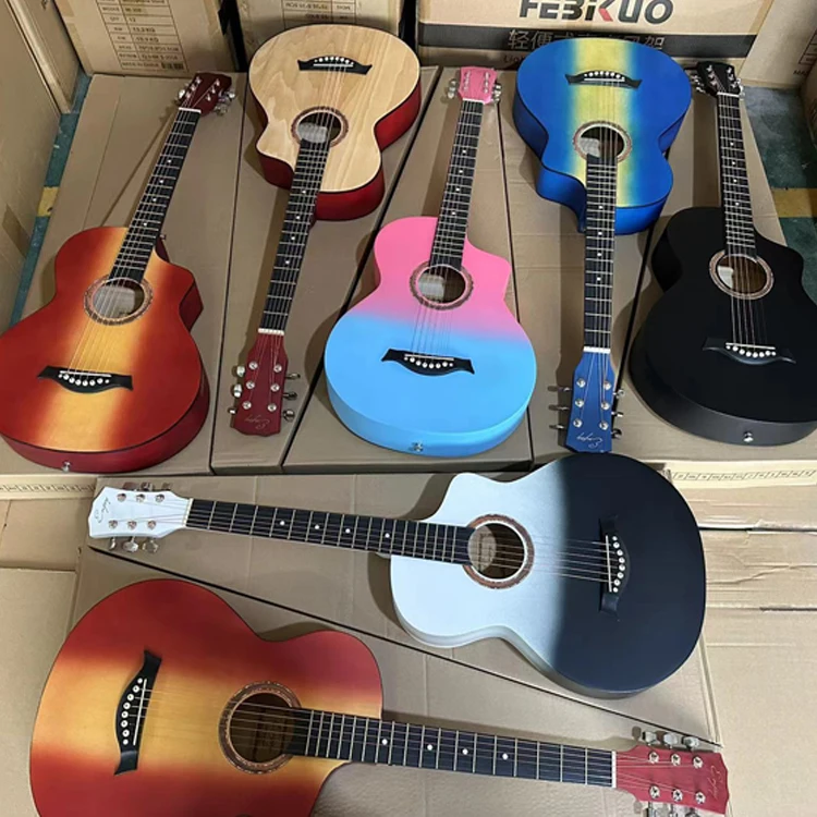 chinese factory guitar acoustic 38inch basswood colorful acoustic guitars