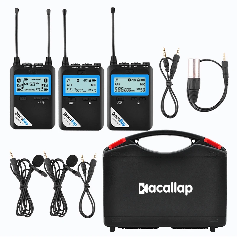  Система беспроводных ПЕТЛИЧНЫХ микрофонов kacallap ALLAP-W2 комплект 100 каналов высокий всенаправленный UHF профессиональный микрофон (2Rx + 1Tx)