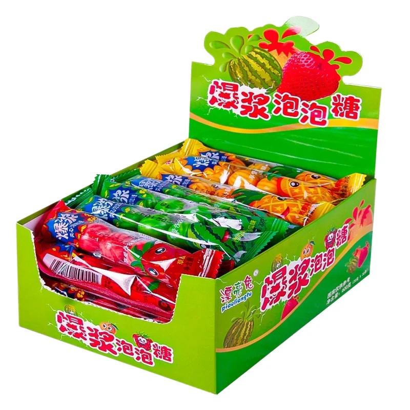 Sweet Assorted Fruity Flavor Watermelon Balls Shaped Sandwich Bubble Gum Chewing Candy Packaged in Box or Bag