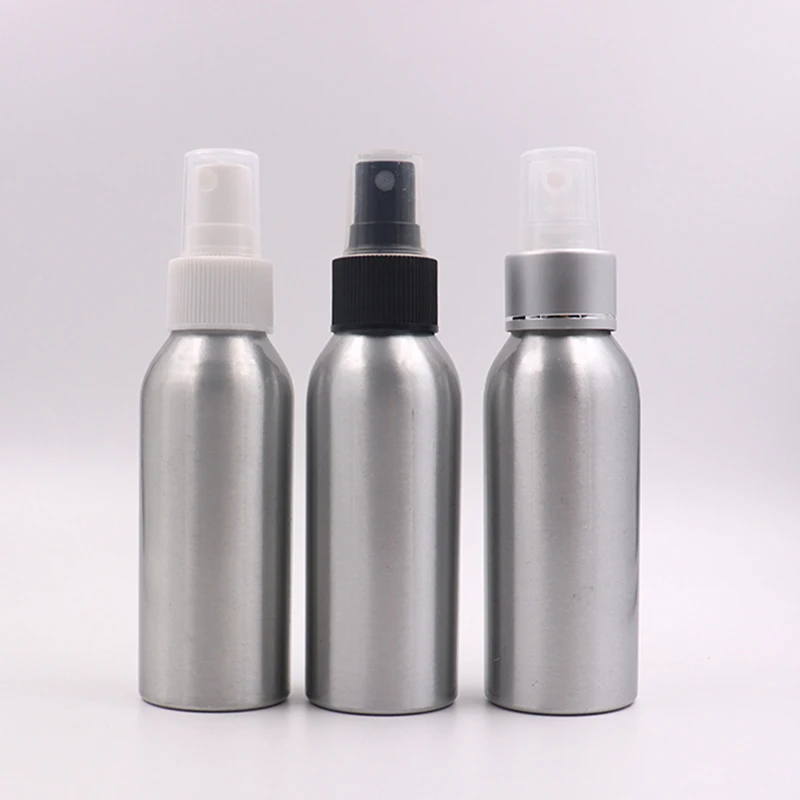Hot Sale Cosmetic Packaging 50ml 100ml 200ml 500ml aluminum bottles 1oz 2oz 4oz fine mist silver spray bottles