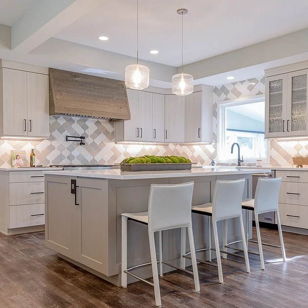 
European style slab panel particle board MDF melamine pvc modern kitchen cabinet 