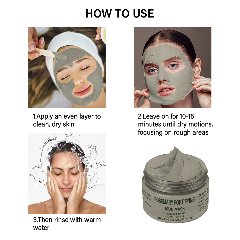 Perfectcate OEM Organic Vegan Facial Skin Care Deep Pore Cleansing Facial Acne Treatment Rosemary Dead Sea Mud Facial Clay Mask