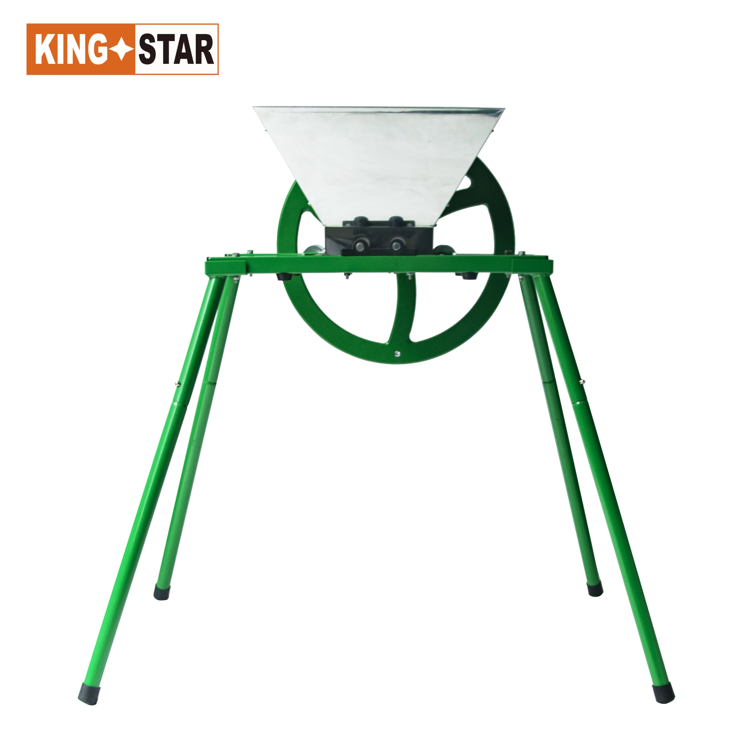 7L KNOCKED DOWN APPLE CRUSHER WITH WHEEL & METAL STAND STAINLESS STEEL HOPPER MANUAL JUICER FRUIT PRESS