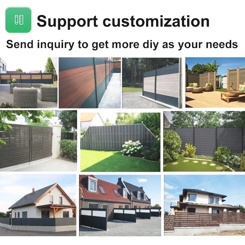 Wood plastic composite zaun garden yard wpc fence post panel kit set