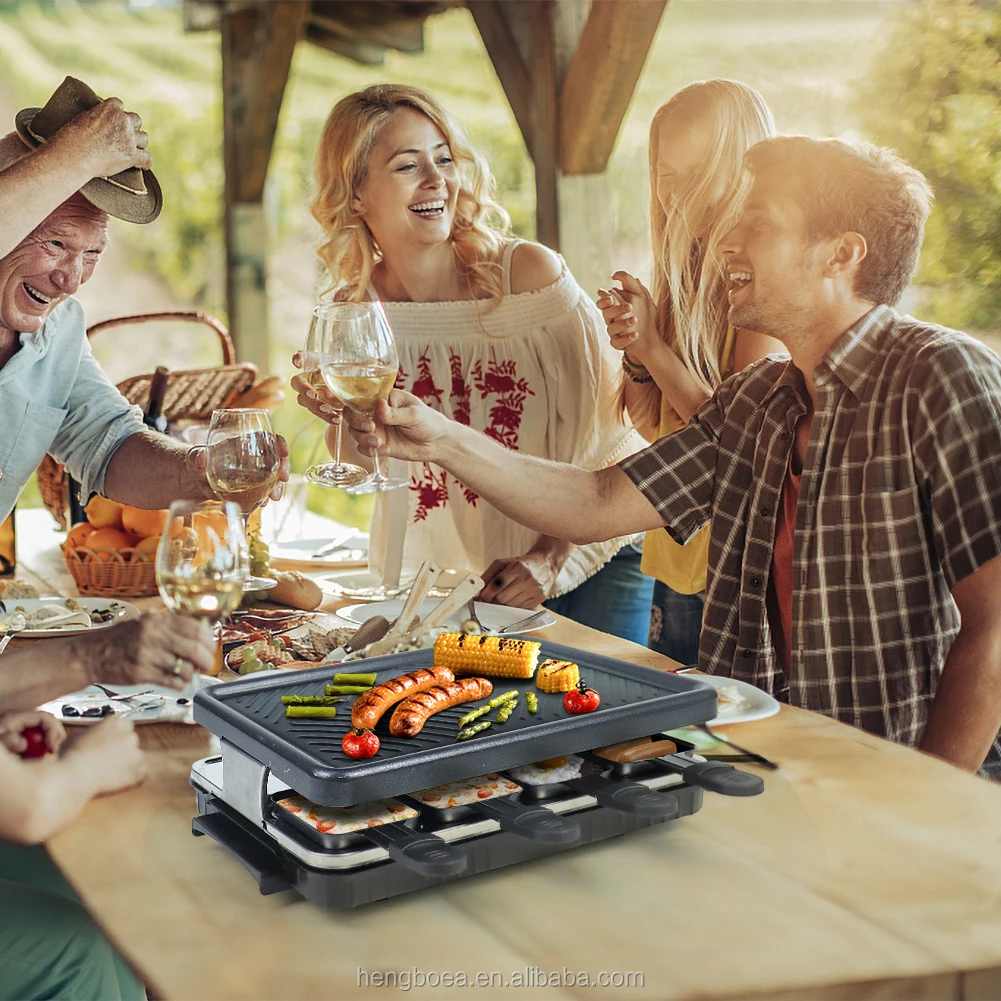 
Non-Stick Plate Smokeless Indoor Table stainless contact electric Raclette barbeque grill manufacturer 