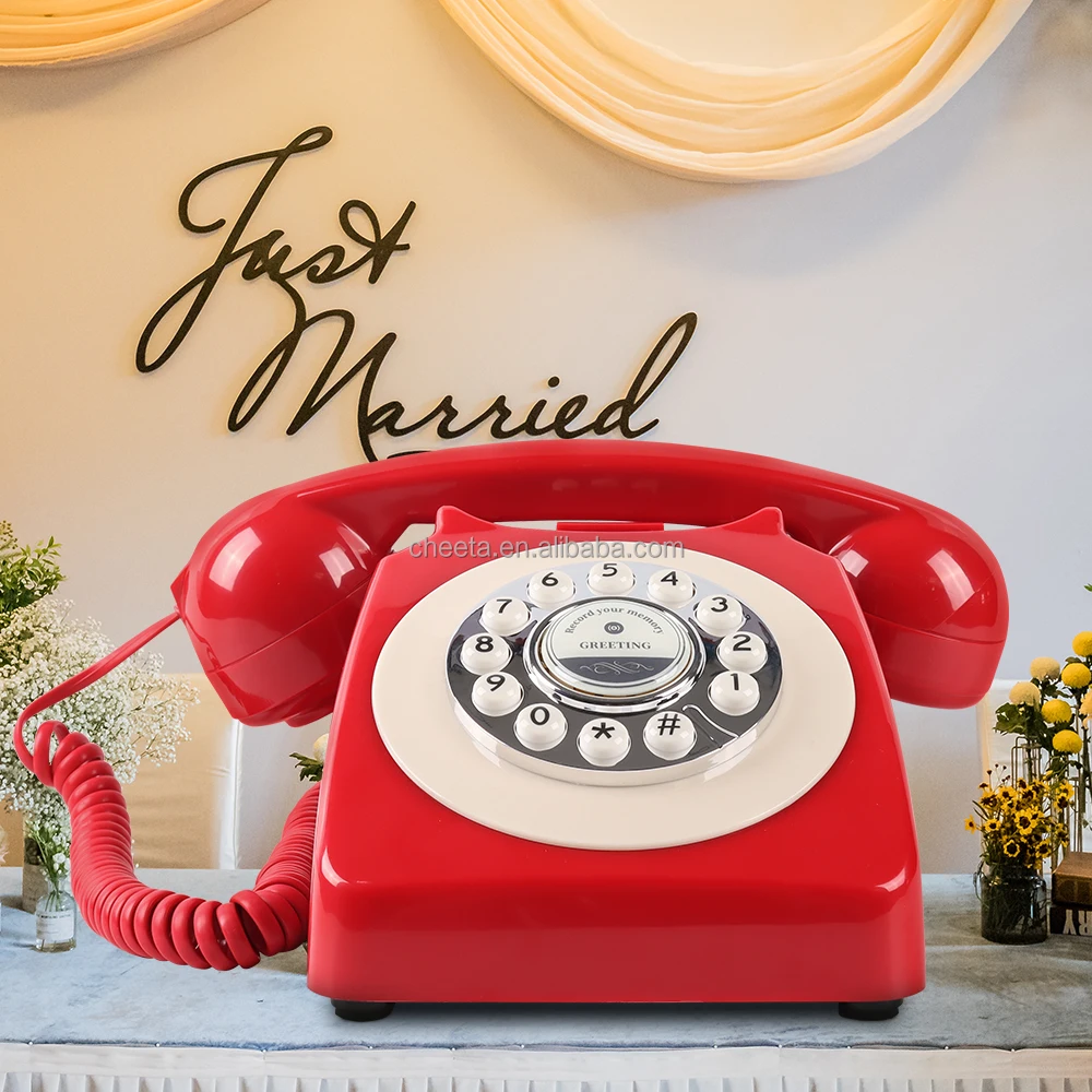 Vintage Telephone Audio Guest Book Phone for Wedding Guestbook Recorder Hotel Antique Telephone with Recording Function