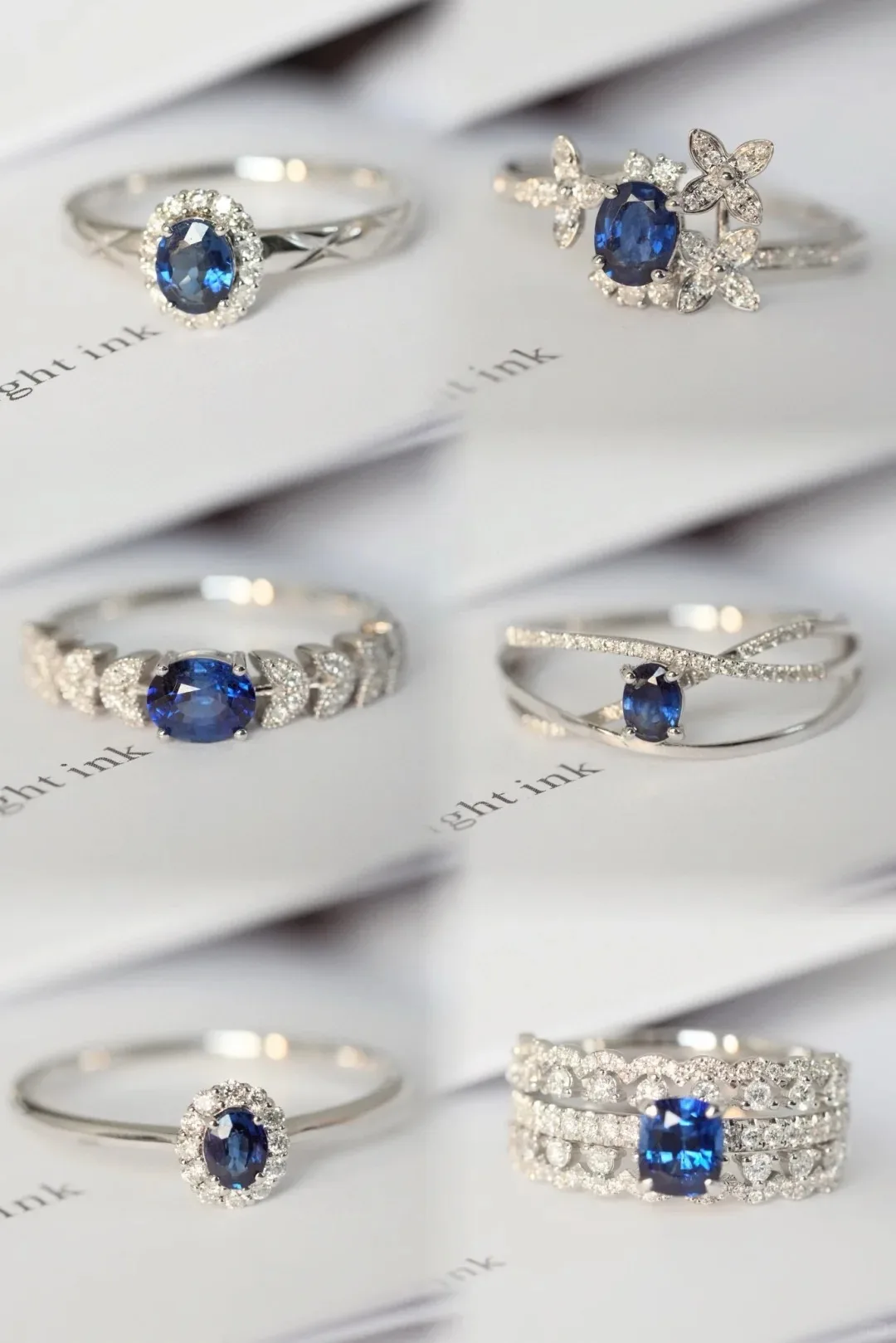 Hailer Customized unique 14k gold royal blue lab sapphire with lab diamonds engagement rings for women