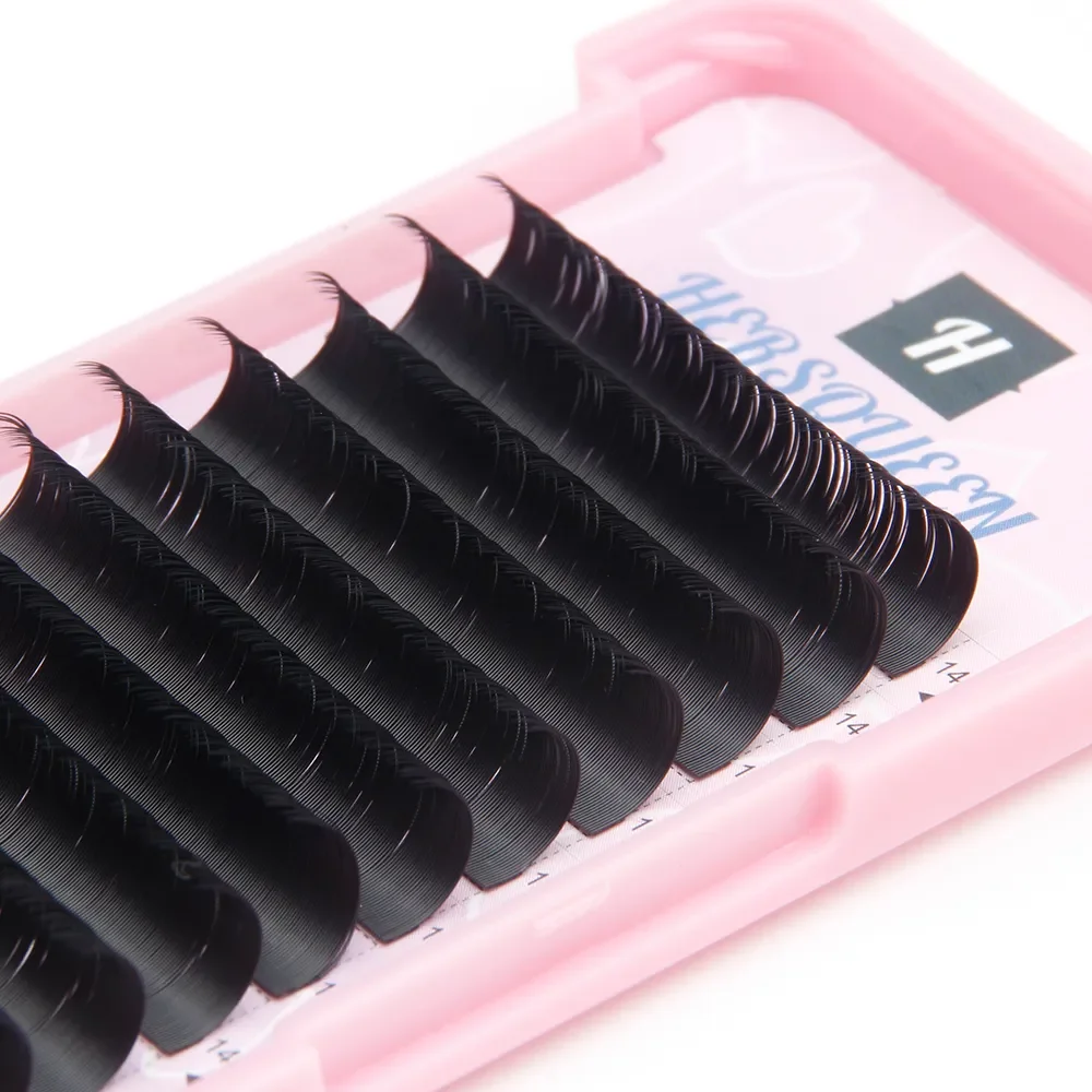 Ellipse Flat Eyelash Extensions Faux Mink Silk Soft Semi Permanet Split Tips Flat Eyelashes Premium Natural Fluffy Flat Eyelash