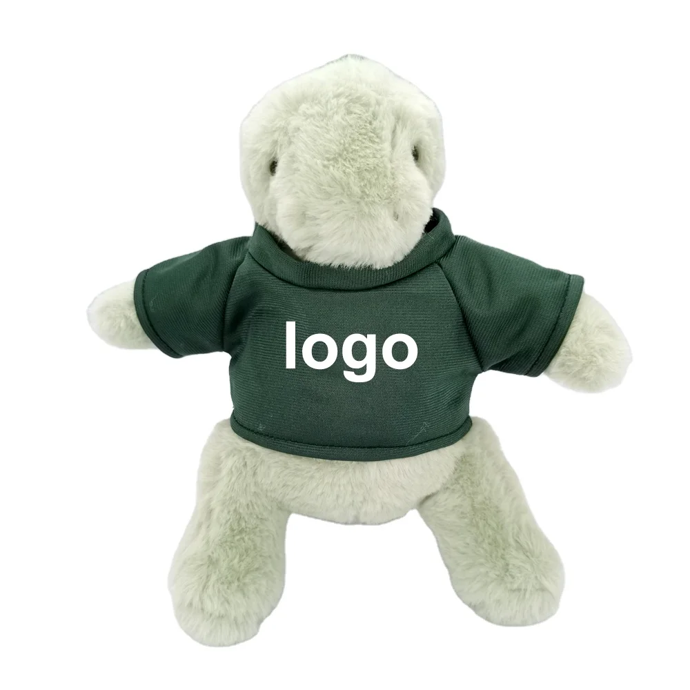 Sublimation Supplies 23cm size plush animal green dinosaur with white pink blue red hoodies dragon outfit customized logo