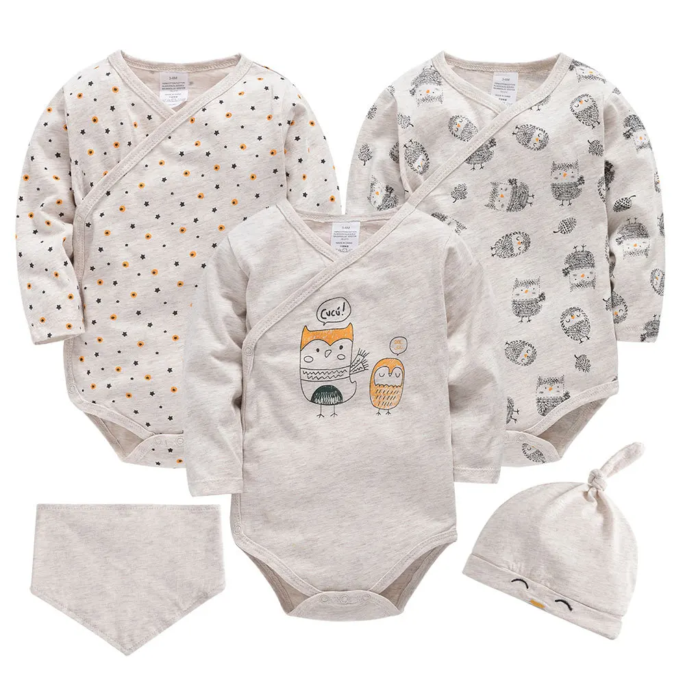 5pcs Wholesale newborn baby clothes natual cotton 0-3months infants baby girl boys clothing set baby gift set without box