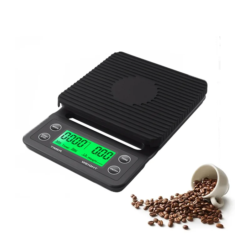 Yoshan Wholesale LFGB  3/5kg  Smart  Mini Digital Coffe Balance  with Tare Timer Function Espresso Kitchen Food Coffee Scale