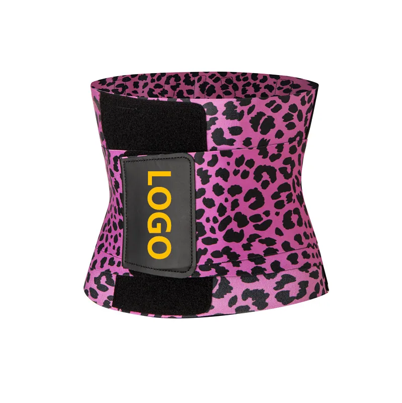 PINSEN do logo Popular Purple Pink Leopard Print Single Belt Latex Waist Trainer wrap Corset for Women