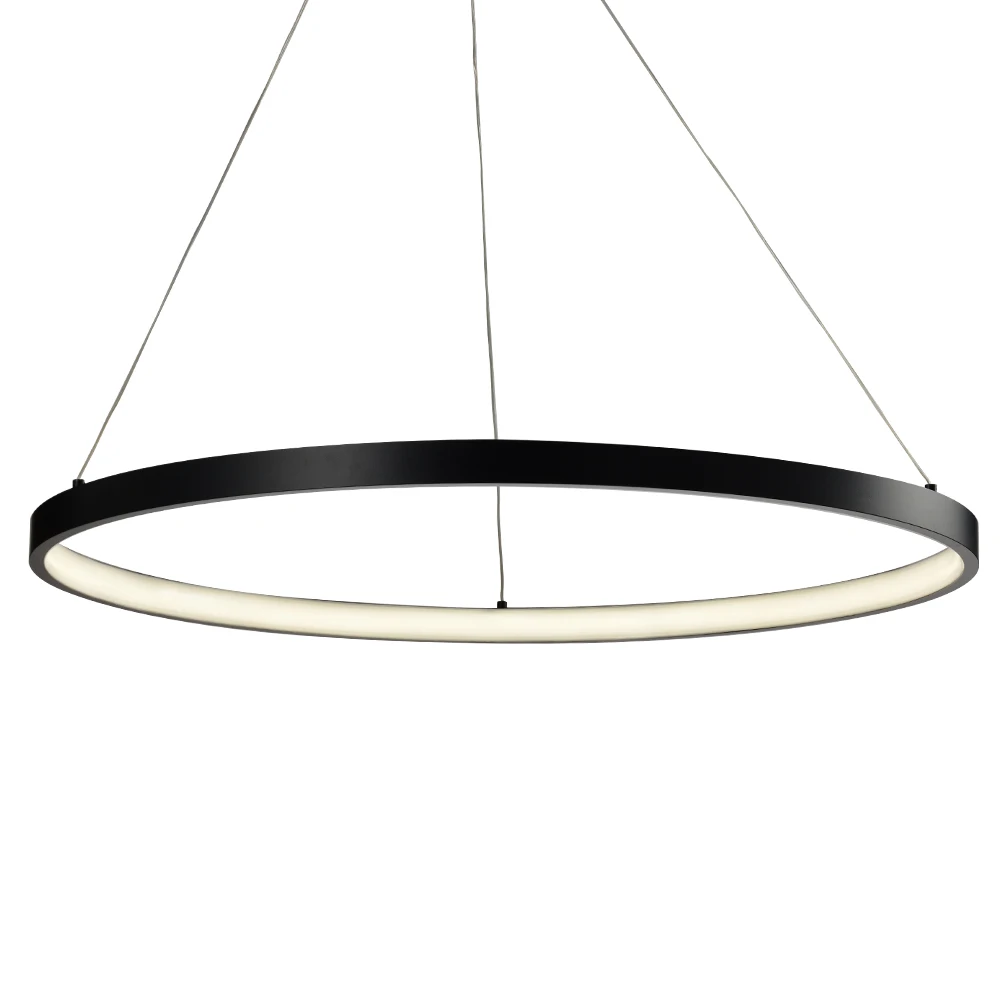 Black Irron Contemporary Indoor Hotel Lobby Suspension Hanging Light Pendant Lamp Modern Chandelier Nordic Ring Light Pendant