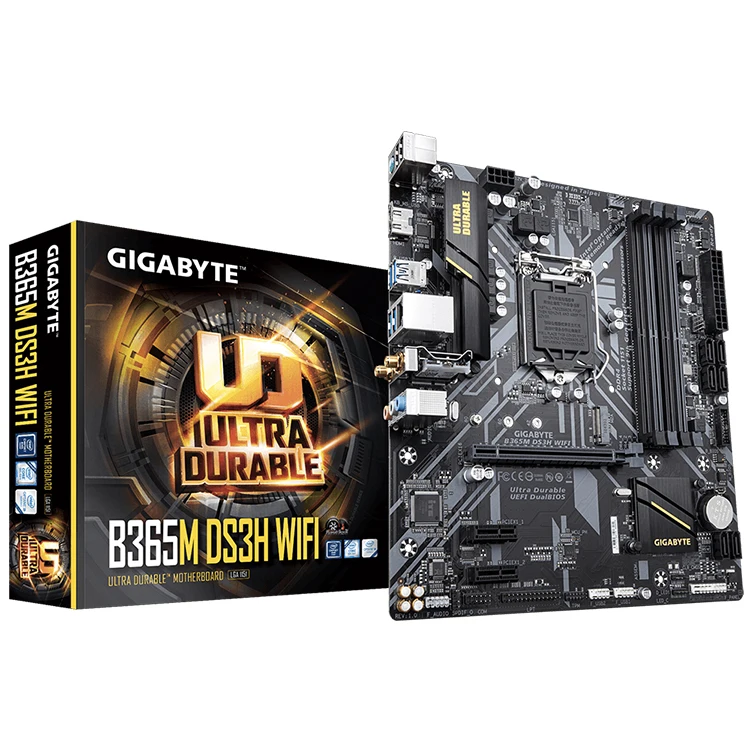 Игровая Материнская плата GIGABYTE B365M DS3H WIFI поддерживает процессоры Intel 8th и 9th Gen Core с чипсетом B365 LGA 1151