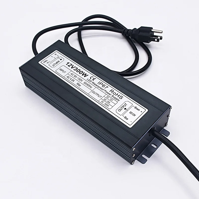 Высокоэффективный регулируемый выход 12 В 25 А AC DC преобразователь источник питания COB полоса света