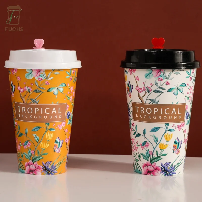 3/4/7/8/9/12/16 oz Customized Logo Eco friendly PE Coating Paper Cup Disposable Coffee Cups With Lid (1600133613796)